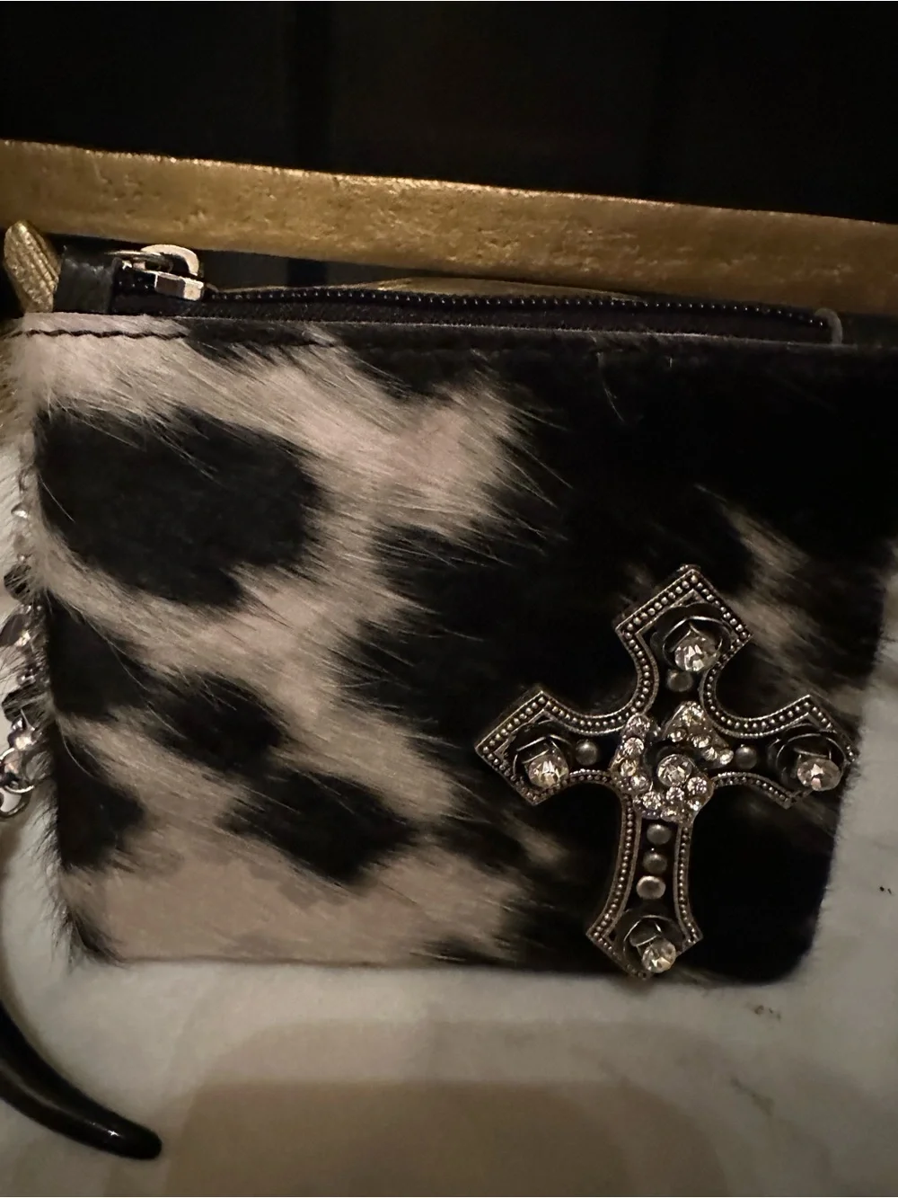 New Western genuine COWHIDE HAIR ON HIDE Wristlet purse wallet Longhorn country - Picture 2 of 6